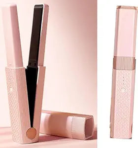JICOOT Rechargeable Mini Hair Straightener, Portable Titanium Cordless Hair Straightener Brush, 3 Adjustable Temp Flat Iron, Travel Size, Suitable for Soft Thinning Thick Curly Hair Types - Multicolor