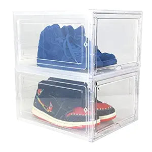 SELECTsk Shoe Box, Shoe Case, Plastic Sneaker Case, Sneaker Box, Vertical Type, Storage Box, Shoe Rack, Showcase, Display Case, Clear Case, 2 Pieces