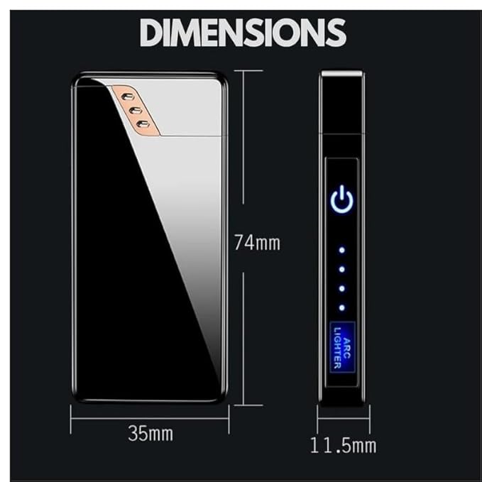 Drumstone 𝐁𝐔𝐘 𝟏 𝐆𝐄𝐓 𝟏 LED Touch Double ARC Electric Lighter, Plasma, Flameless, Windproof Lighter with Battery Display, USB Rechargeable Lighter 𝟏𝟓 𝐘𝐞𝐚𝐫𝐬 𝐖𝐚𝐫𝐫𝐚𝐧𝐭𝐲