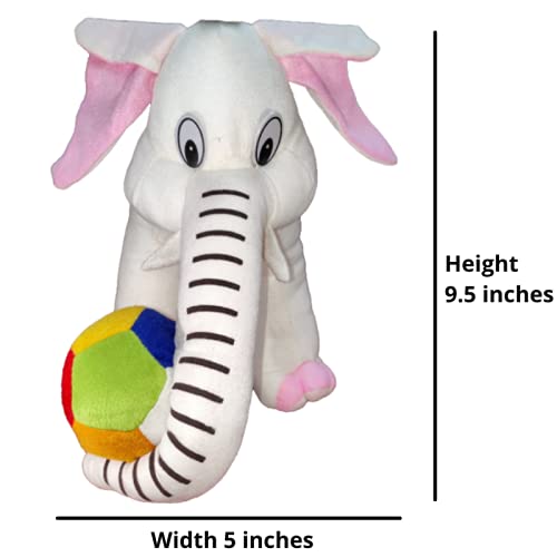 Toy Castle "Soft Toys Huggable Plush Baby Elephant with Multicolor Ball for Kids, Girls and Boys (Ivory, Small)
