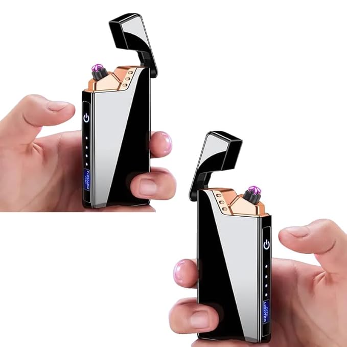 Drumstone 𝐁𝐔𝐘 𝟏 𝐆𝐄𝐓 𝟏 LED Touch Double ARC Electric Lighter, Plasma, Flameless, Windproof Lighter with Battery Display, USB Rechargeable Lighter 𝟏𝟓 𝐘𝐞𝐚𝐫𝐬 𝐖𝐚𝐫𝐫𝐚𝐧𝐭𝐲