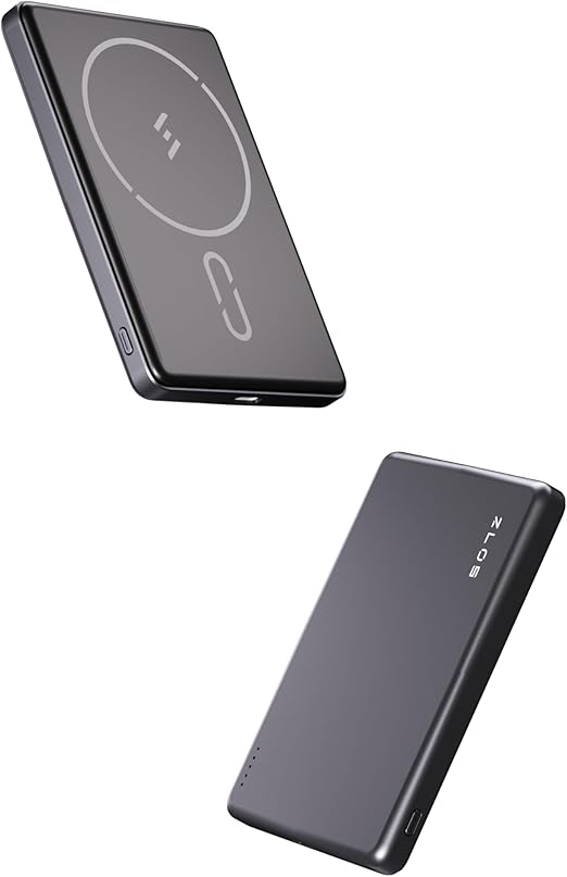 ZLOS 15W Magnetic Wireless Charger, 5000mAh Mini Power Bank, PD & QC 3.0 Fast Charging, USB-C Portable Battery Pack Compatible for iPhone 15/15 Plus/15 Pro/15 Pro Max, iPhone 14/13 Series