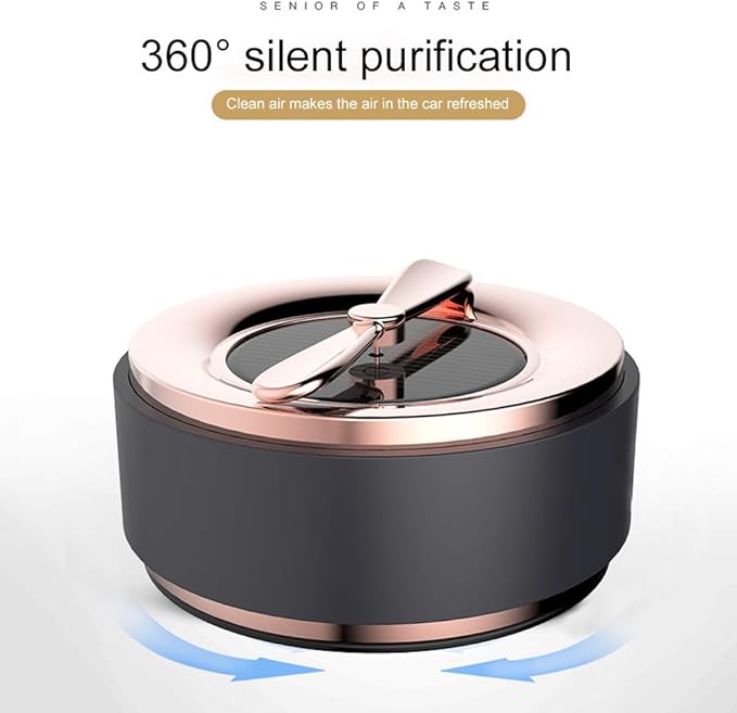Moucit Car Air Freshener, Car Solar Aroma Diffuser, Air Purifier, Deodorizing, Eliminating Odors, USB Car Mute Aromatherapy Humidifier, Car Air Purifier, Disinfecting and Virus Inhibitor, Air Conditioner, Tobacco Deodorizer, Rose Gold