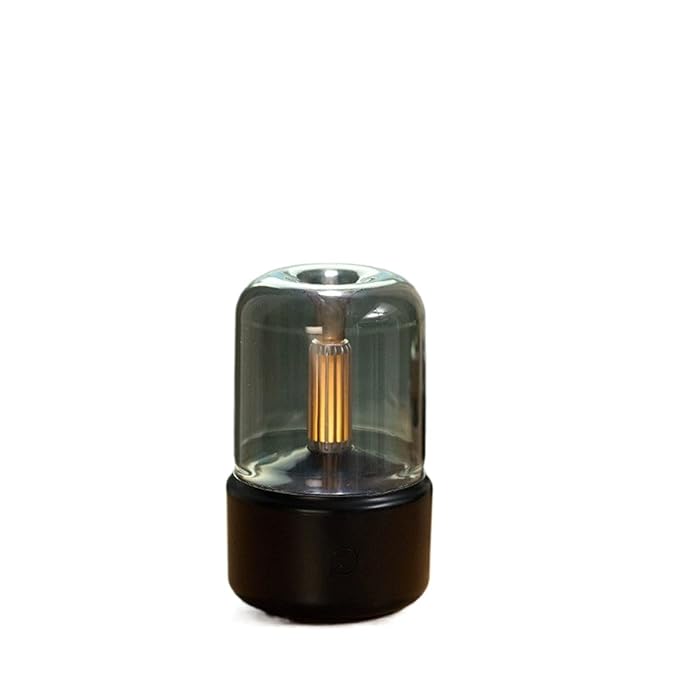 OLOMA Small Humidifier 120ML Candle Lamp Aroma Diffuser Air Humidifier Electric Aromatherapy Diffusor Flame Humidicador USB Desktop Decor Night Light (Color : Hortel�) Brand: OLOMA