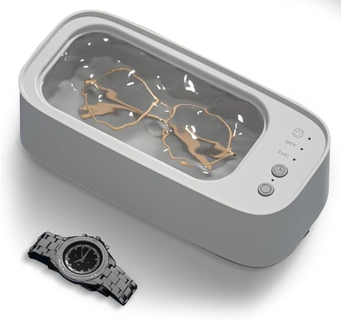 Weigudoc 300 ml Ultrasonic Cleaner, 45000 Hz Ultrasonic Cleaner, 3-time Mode Ultrasonic Cleaner, Suitable for Glasses, Jewellery, Watches, Dentures, etc.