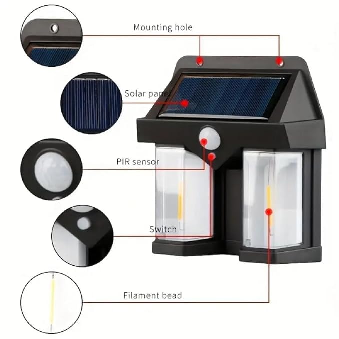 Led Solar Outdoor Garden Wall Light with Sensor Wireless