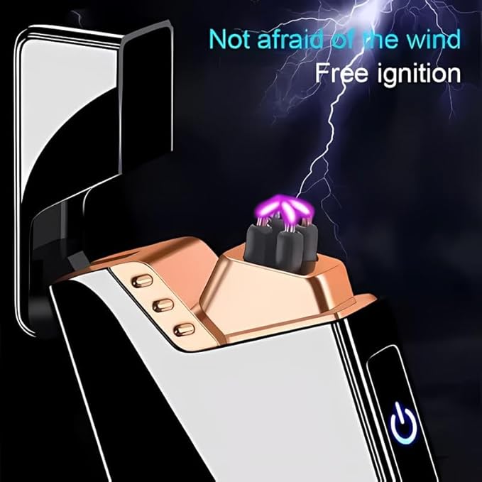 Drumstone 𝐁𝐔𝐘 𝟏 𝐆𝐄𝐓 𝟏 LED Touch Double ARC Electric Lighter, Plasma, Flameless, Windproof Lighter with Battery Display, USB Rechargeable Lighter 𝟏𝟓 𝐘𝐞𝐚𝐫𝐬 𝐖𝐚𝐫𝐫𝐚𝐧𝐭𝐲