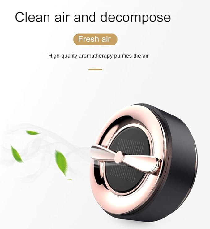 Moucit Car Air Freshener, Car Solar Aroma Diffuser, Air Purifier, Deodorizing, Eliminating Odors, USB Car Mute Aromatherapy Humidifier, Car Air Purifier, Disinfecting and Virus Inhibitor, Air Conditioner, Tobacco Deodorizer, Rose Gold