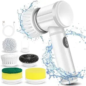Portable Cordless Rechargeable 5 in 1 Rotating Electric Cleaning Brush Multifunctional General Cleaning Brush for Kitchen Bathroom Car