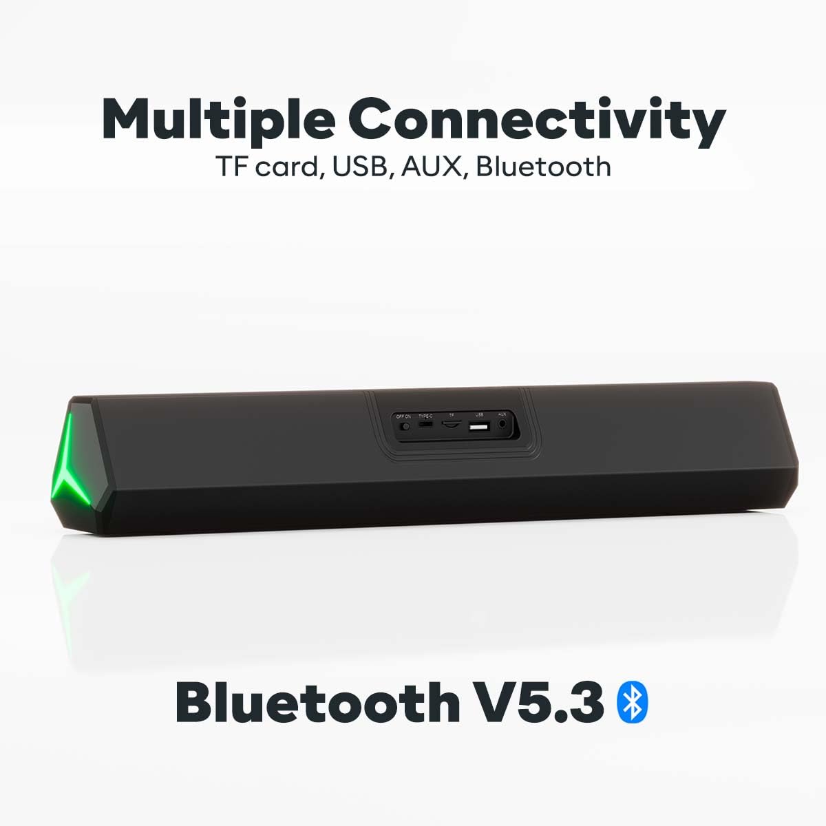 GOVO Gosurround 350| 25W Bluetooth SoundBar, Multicolor Led Lights with TWS, Aux, Bluetooth and USB (Platinum Black)