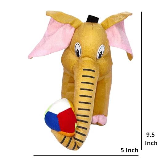 Toy Castle "Soft Toys Huggable Plush Baby Elephant with Multicolor Ball for Kids, Girls and Boys (Brown, Small)
