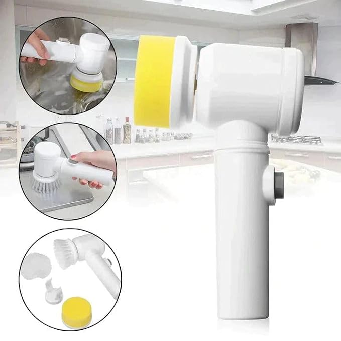 Portable Cordless Rechargeable 5 in 1 Rotating Electric Cleaning Brush Multifunctional General Cleaning Brush for Kitchen Bathroom Car