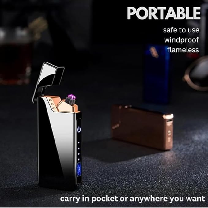 Drumstone 𝐁𝐔𝐘 𝟏 𝐆𝐄𝐓 𝟏 LED Touch Double ARC Electric Lighter, Plasma, Flameless, Windproof Lighter with Battery Display, USB Rechargeable Lighter 𝟏𝟓 𝐘𝐞𝐚𝐫𝐬 𝐖𝐚𝐫𝐫𝐚𝐧𝐭𝐲