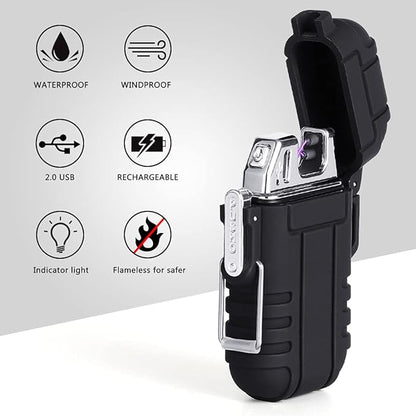 Explorer Waterproof and Windproof Flameless Double ARC Rechargeable Lighter | Allow Resin Made, Military Green, Pocket Size