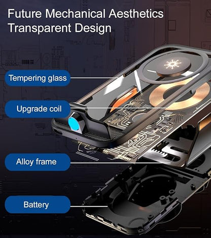 XYAJUANG 15W Transparent Smart Sensor Car Wireless Charger,Auto-Clamping Car Air Vent Phone Holder，QC Fast Charging for iPhone15/14/13/12/11/X/8plug Series,Samsung S Series/Noteseries (Black)