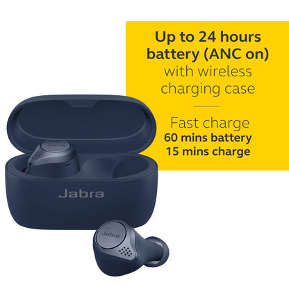 (Open Box) Jabra Elite Active 75t Earbuds – Active Noise Cancelling Wireless Sports Earbuds – Navy