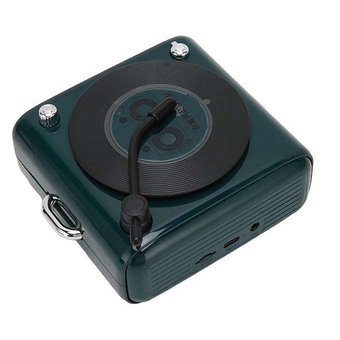 Kufoo Speaker, 1000mAh Wireless Speaker Vinly Record Player Style Decorative for Home (Green)