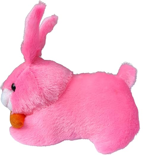 Toy Castle Rabbit with Carrot Furry Teddy Animal Soft Toy | Unique Design and Pattern | Made in India (Pink