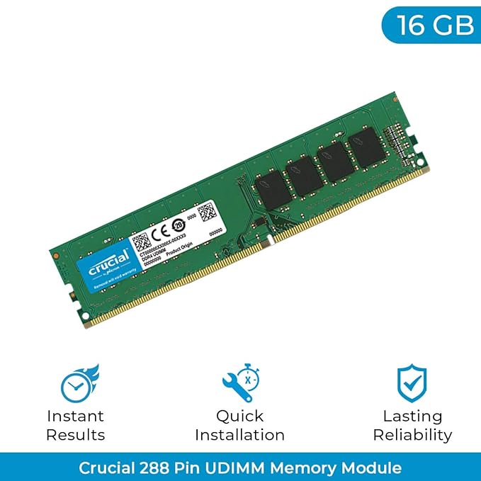 Crucial 16GB Single DDR4 2666 MT/s (PC4-21300) DR x8 DIMM 288-Pin Memory