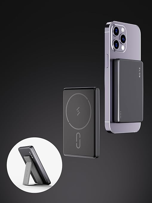 ZLOS 15W Magnetic Wireless Charger, 5000mAh Mini Power Bank, PD & QC 3.0 Fast Charging, USB-C Portable Battery Pack Compatible for iPhone 15/15 Plus/15 Pro/15 Pro Max, iPhone 14/13 Series