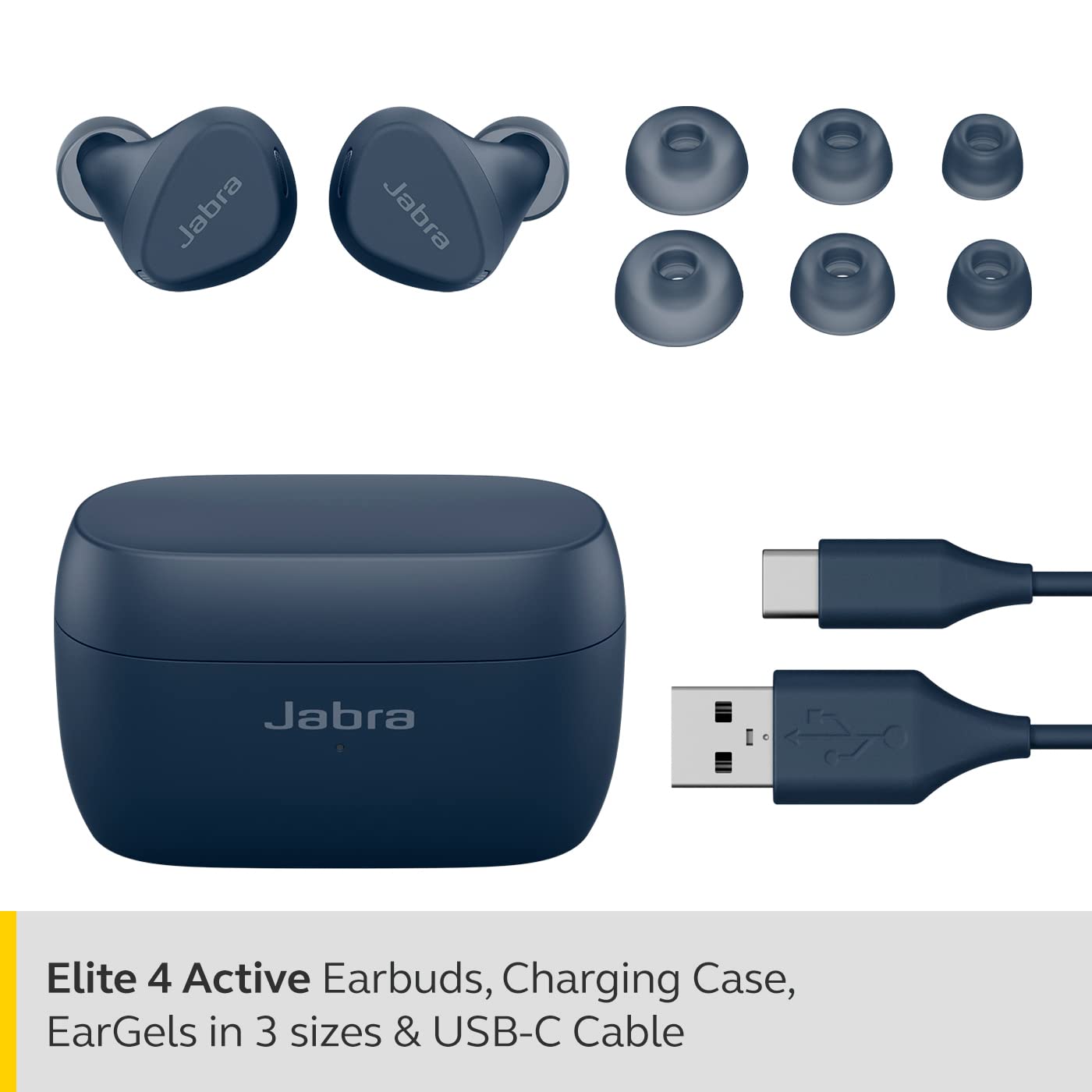 Jabra Elite 4 Active in Ear Bluetooth Earbuds Truly Wireless with mic, Secure Active Fit, Active Noise Cancellation and Adjustable HearThrough