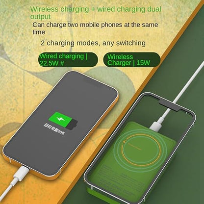 XIDIT 2 in 1 Retro Tragbarer Mini-Videospieler Eingebauter 500 Spiele Handheld Spielekonsole 5000 MAh Wireless Powerbank