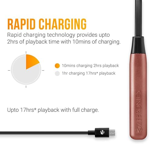 ZEBRONICS Zeb-LARK-ORANGE-Bluetooth neckband