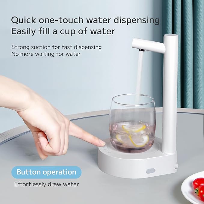 Desktop Water Dispenser, Portable Water Bottle Dispenser Pump for 5 Gallon Bottle, Bedside Table Smart Water Pump USB Charging