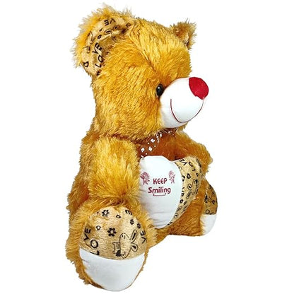 Toy Castle Huggable Cute Smiling Teddy Bear with Red Heart & Bow Tie for Kids, Boys and Girls | Made in India (Brown, Medium)