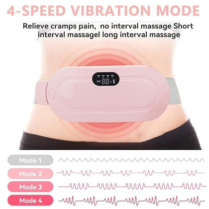 JUVIW Period Cramp Relief Massager & Heating Pad Portable Cordless Periods Cramps Relief Machine 3-Temp. & 4-Massage Mode Period Pain Relief Products Menstrual Pain Relief Device (PINK)