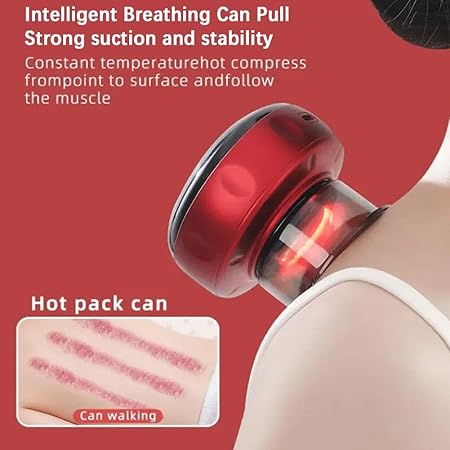 Electric Cupping Massage Machine, Intelligent Cupping Therapy Massager, Multifunctional Massage Vacuum Therapy Machine, Scrap Cupping Tool, 6 Temperature Levels