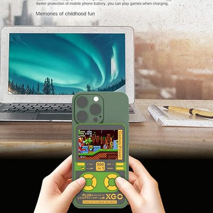 XIDIT 2 in 1 Retro Tragbarer Mini-Videospieler Eingebauter 500 Spiele Handheld Spielekonsole 5000 MAh Wireless Powerbank