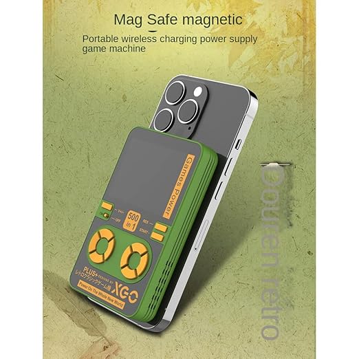 XIDIT 2 in 1 Retro Tragbarer Mini-Videospieler Eingebauter 500 Spiele Handheld Spielekonsole 5000 MAh Wireless Powerbank