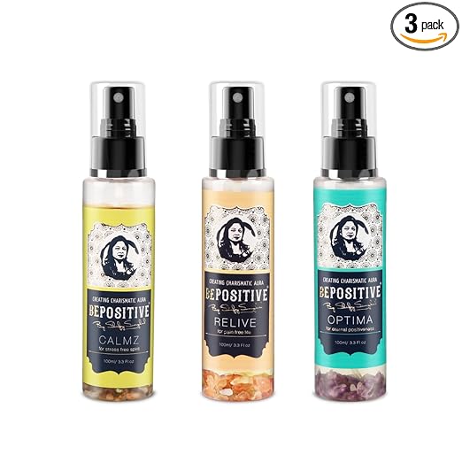 BEPOSITIVE Calmz,Relive,Optima For Men & Women, Long Lasting Perfume, Infused with crystals, Enhance Auras and Promote Positivity, Embrace Harmony (100 ml) Pack of 3