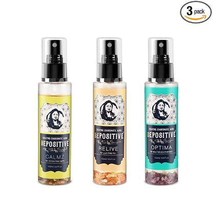 BEPOSITIVE Calmz,Relive,Optima For Men & Women, Long Lasting Perfume, Infused with crystals, Enhance Auras and Promote Positivity, Embrace Harmony (100 ml) Pack of 3
