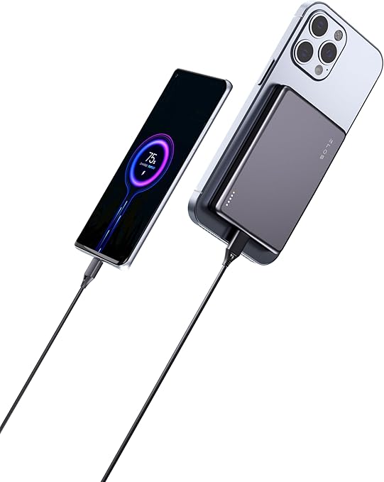 ZLOS 15W Magnetic Wireless Charger, 5000mAh Mini Power Bank, PD & QC 3.0 Fast Charging, USB-C Portable Battery Pack Compatible for iPhone 15/15 Plus/15 Pro/15 Pro Max, iPhone 14/13 Series