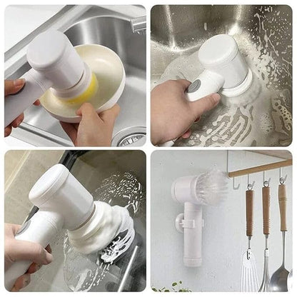 Portable Cordless Rechargeable 5 in 1 Rotating Electric Cleaning Brush Multifunctional General Cleaning Brush for Kitchen Bathroom Car