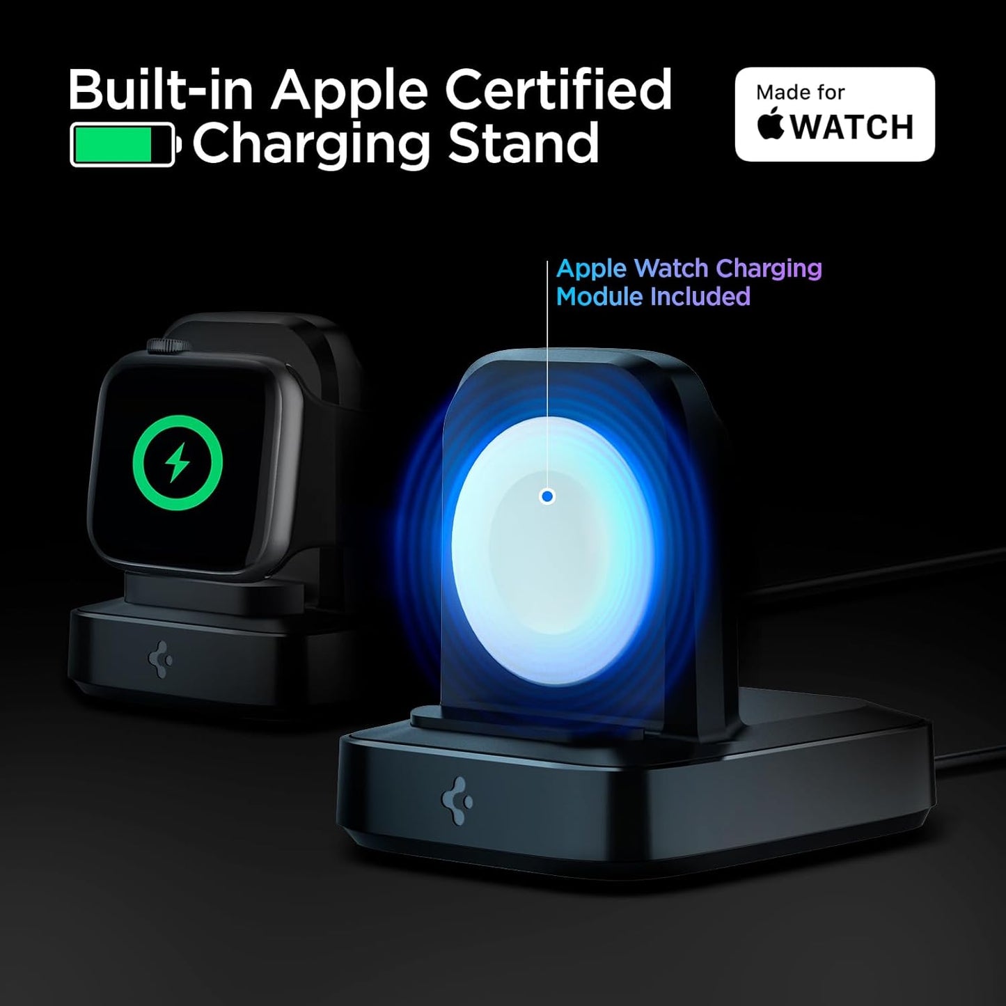 Spigen PF2002 Apple Watch USB Charger Compatible for All Apple Watch Series – Black (Open Box)
