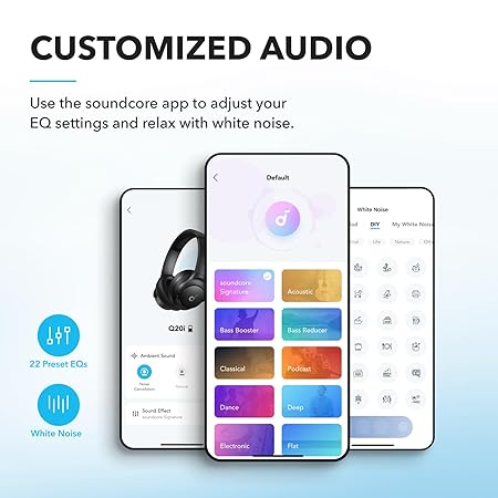 soundcore by Anker Q20i Wireless Bluetooth Over-Ear Headphones with Hybrid Active Noise Cancelling Black (Open Box)