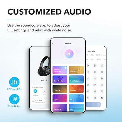 soundcore by Anker Q20i Wireless Bluetooth Over-Ear Headphones with Hybrid Active Noise Cancelling Black (Open Box)
