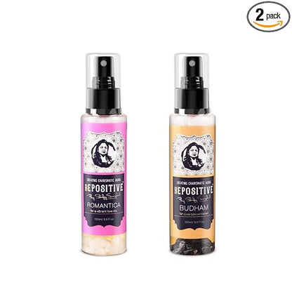 BEPOSITIVE Romantica,Budham For Men & Women, Long Lasting Perfume, Infused with crystals, Enhance Auras and Promote Positivity, Embrace Harmony (100 ml) Pack of 2