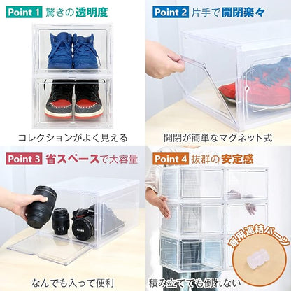 SELECTsk Shoe Box, Shoe Case, Plastic Sneaker Case, Sneaker Box, Vertical Type, Storage Box, Shoe Rack, Showcase, Display Case, Clear Case, 2 Pieces