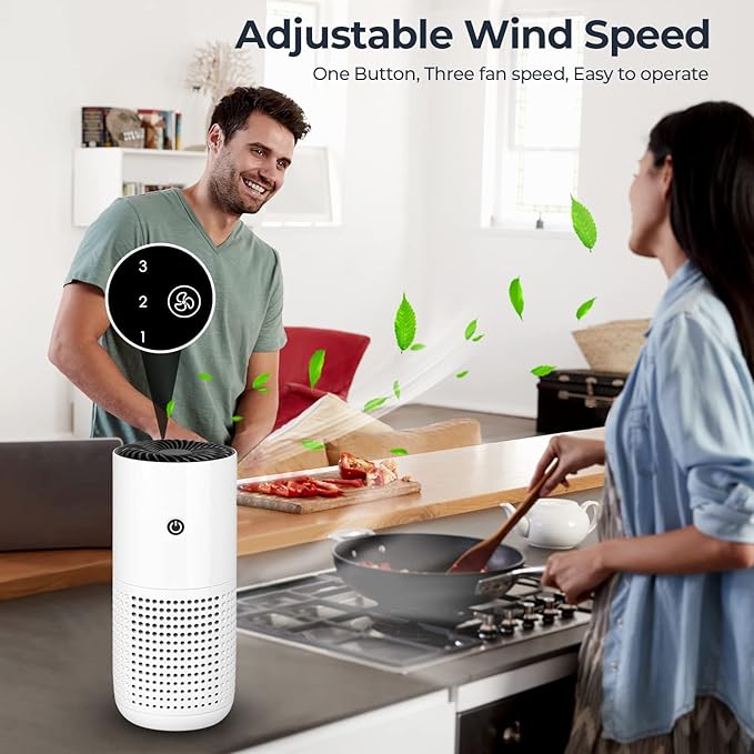 Air Purifiers for Home, H13 HEPA Air Purifiers Air Cleaner For Smoke Pollen Dander Hair Smell Portable Air Purifier with Sleep Mode Speed