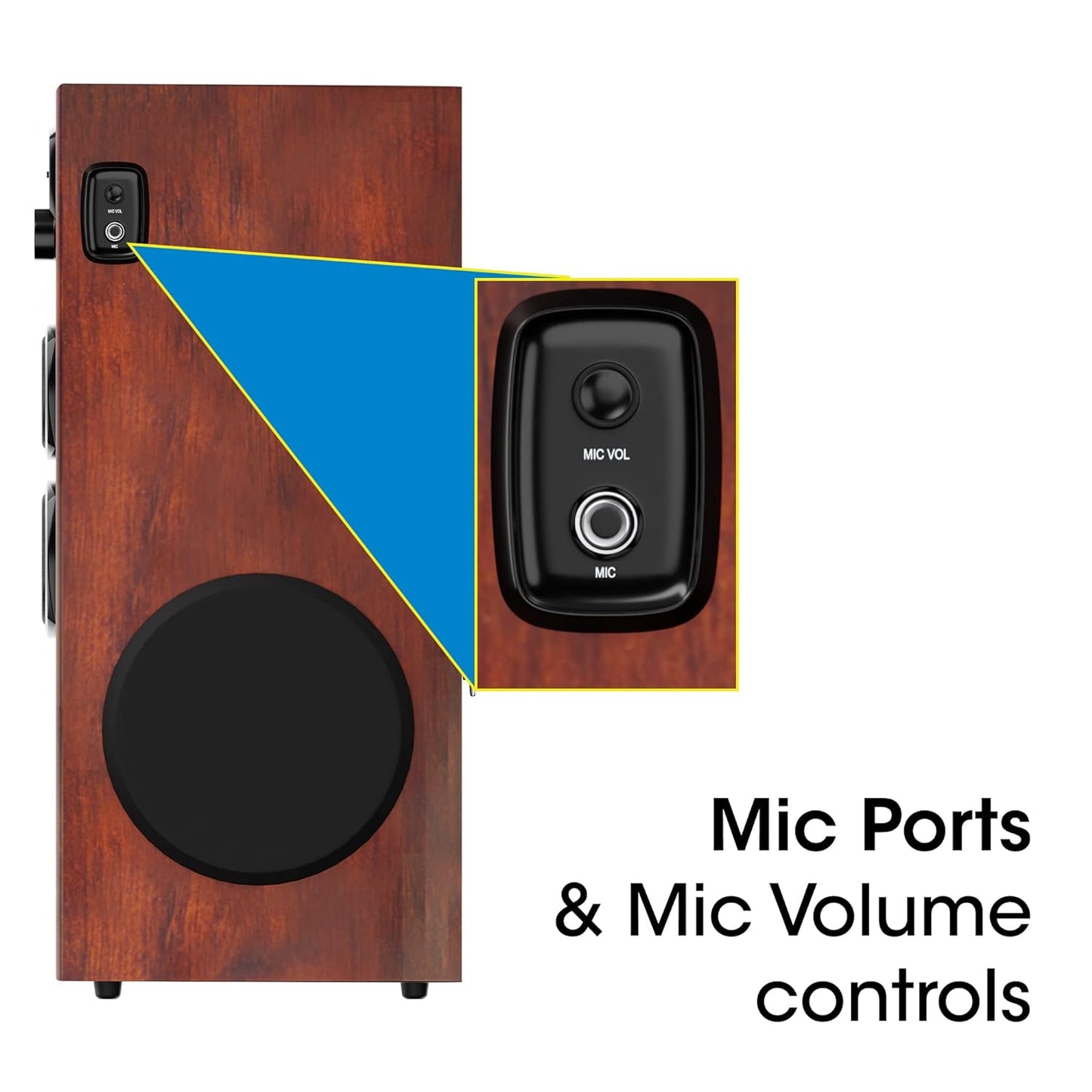 ZEBRONICS BT909RUCF Tower Speaker with 80W RMS, 20.32cm (8”) subwoofer, Wired mic for Karaoke, (Open Box)