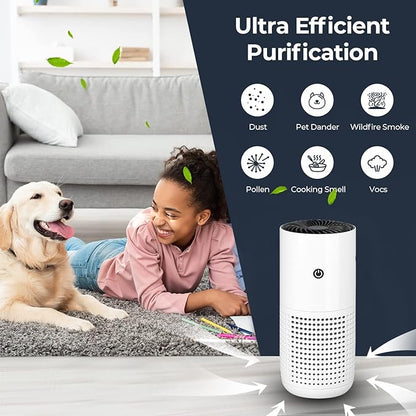 Air Purifiers for Home, H13 HEPA Air Purifiers Air Cleaner For Smoke Pollen Dander Hair Smell Portable Air Purifier with Sleep Mode Speed