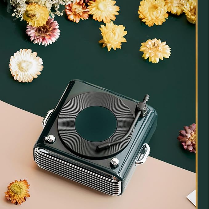 Kufoo Speaker, 1000mAh Wireless Speaker Vinly Record Player Style Decorative for Home (Green)