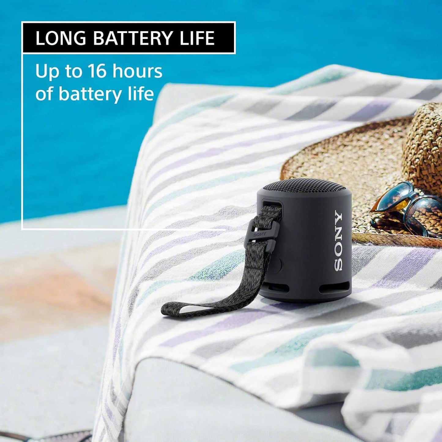 Sony Srs-Xb13 Wireless Extra Bass Portable Compact Bluetooth Speaker with 16 Hours Battery Life, Type-C, Ip67 Waterproof, Dustproof, with Mic, Loud Audio for Phone Calls (Black)