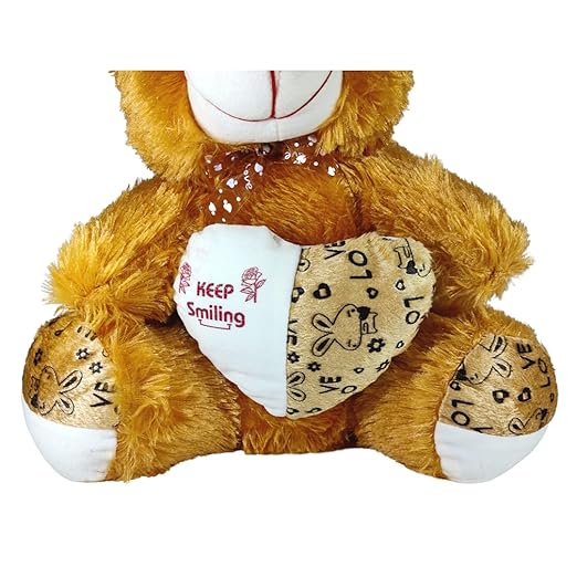 Toy Castle Huggable Cute Smiling Teddy Bear with Red Heart & Bow Tie for Kids, Boys and Girls | Made in India (Brown, Medium)