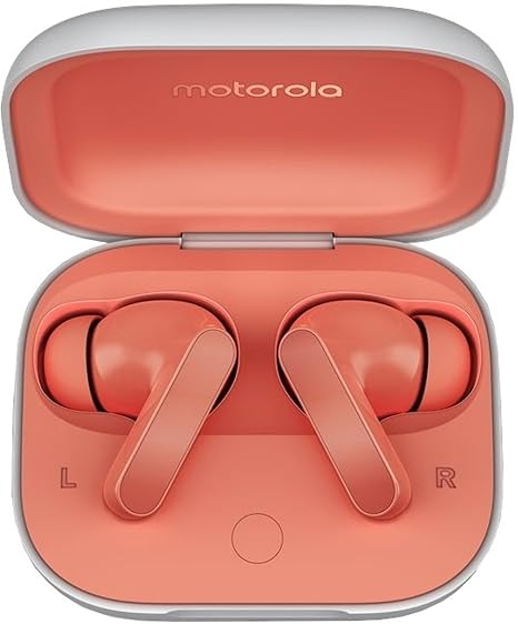 Motorola Moto Buds With Hi-Res Audio,Large 50bd ANC Bluetooth In Ear Headset(Coral Peach,True Wireless)