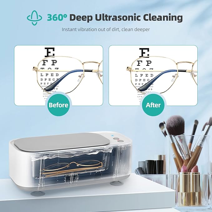Weigudoc 300 ml Ultrasonic Cleaner, 45000 Hz Ultrasonic Cleaner, 3-time Mode Ultrasonic Cleaner, Suitable for Glasses, Jewellery, Watches, Dentures, etc.